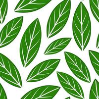 Vibrant green sage leaves seamless pattern with overlapping leaves and natural textures on white backdrop vector