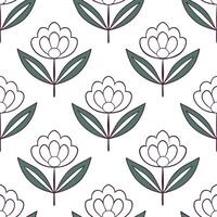 Vintage inspired peony seamless pattern with muted colors and distressed textures on white vector