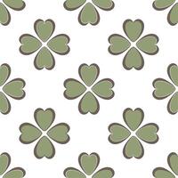Vintage inspired clover seamless pattern with muted colors and distressed textures on white vector