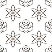 Vintage garden flowers seamless tile pattern with distressed rose and lily illustrations and muted color palette ideal for retro kitchens vector