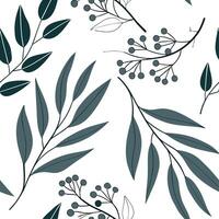 Shabby Chic eucalyptus seamless tile pattern with distressed eucalyptus and soft grey accents on white background ideal for charming spaces Set 5 vector