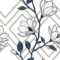 Shabby Chic magnolia seamless tile pattern with distressed magnolias and soft pastel accents on white background ideal for charming spaces Set 3 vector