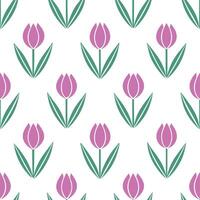 Shabby Chic tulip seamless tile pattern with distressed tulips and soft pastel accents on white background ideal for charming spaces vector