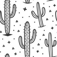 Shabby Chic cactus seamless tile pattern with distressed cactus and soft pastel accents on white background ideal for charming spaces Set 4 vector