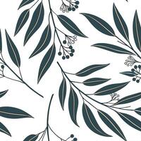 Shabby Chic eucalyptus seamless tile pattern with distressed eucalyptus and soft grey accents on white background ideal for charming spaces Set 3 vector