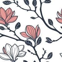Shabby Chic magnolia seamless tile pattern with distressed magnolias and soft pastel accents on white background ideal for charming spaces Set 4 vector