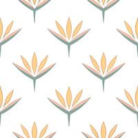 Soft pastel Bird of Paradise seamless pattern with subtle gradients and minimalistic design on white surface vector
