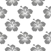 Shabby Chic hibiscus seamless tile pattern with distressed hibiscus and soft grey accents on white background ideal for charming spaces vector
