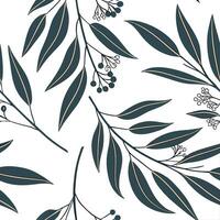 Shabby Chic eucalyptus seamless tile pattern with distressed eucalyptus and soft grey accents on white background ideal for charming spaces Set 9 vector