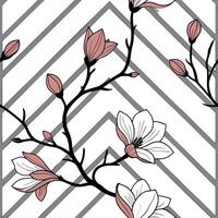 Shabby Chic magnolia seamless tile pattern with distressed magnolias and soft pastel accents on white background ideal for charming spaces vector