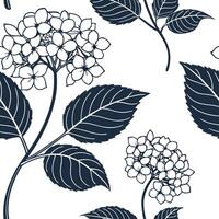 Shabby Chic hydrangea seamless tile pattern with distressed hydrangeas and soft pastel accents on white background ideal for charming spaces Set 3 vector