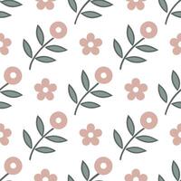 Scandinavian floral seamless tile pattern with soft color palette and simple botanical illustrations for minimalist homes Set 3 vector