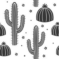 Shabby Chic cactus seamless tile pattern with distressed cactus and soft pastel accents on white background ideal for charming spaces vector