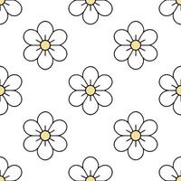 Scandinavian inspired Anemone seamless pattern with minimal colors and clean lines on white vector