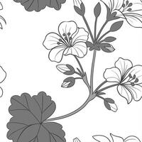 Scandinavian inspired geranium seamless pattern with minimal colors and clean lines on white vector