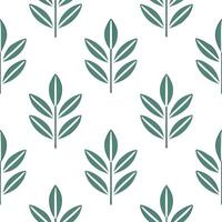 Scandinavian inspired sage leaves seamless pattern with minimal colors and clean lines on white vector
