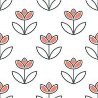 Scandinavian inspired peony seamless pattern with minimal colors and clean lines on white vector