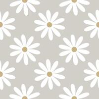 Scandinavian daisy seamless tile pattern with minimalistic daisies and neutral tones ideal for clean airy spaces vector