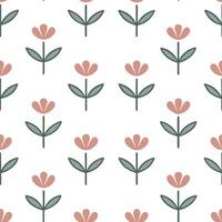 Scandinavian floral seamless tile pattern with soft color palette and simple botanical illustrations for minimalist homes Set 2 vector