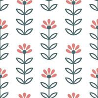 Scandinavian inspired heather seamless pattern with minimal colors and clean lines on white vector