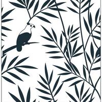 Shabby Chic bamboo leaves seamless tile pattern with distressed bamboo and soft pastel accents on white background ideal for charming spaces Set 2 vector