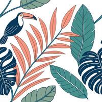 Scandinavian inspired Pilea seamless pattern with minimal colors and clean lines on white Set 3 vector