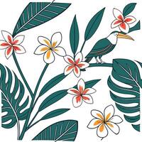 Scandinavian inspired clover seamless pattern with minimal colors and clean lines on white Set 2 vector