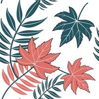 Scandinavian inspired maple leaves seamless pattern with minimal colors and clean lines on white Set 2 vector