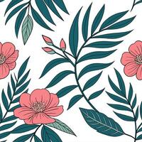 Scandinavian inspired peony seamless pattern with minimal colors and clean lines on white Set 2 vector
