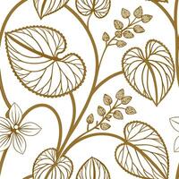 Scandinavian inspired Pilea seamless pattern with minimal colors and clean lines on white vector