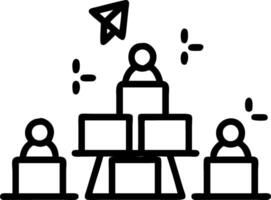 Team Building a Tower with Laptops in Background vector