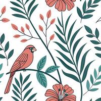 Whimsical seamless tile pattern with playful floral characters and bright colors for children rooms vector