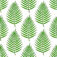 Tropical fern seamless tile pattern with vibrant green ferns and tropical leaves on a white background ideal for sunny kitchens Set 2 vector