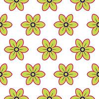 Tropical Anemone seamless pattern with vibrant colors and exotic elements on white vector