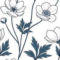 Tropical Anemone seamless pattern with vibrant colors and exotic elements on white Set 2 vector