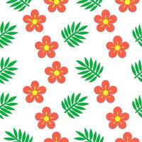 Tropical buttercup seamless pattern with vibrant colors and exotic elements on white vector