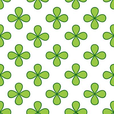 Tropical clover seamless pattern with vibrant colors and exotic elements on white