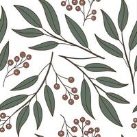 Tropical hibiscus seamless tile pattern with lush green stems and vibrant hibiscus clusters on white background ideal for sunny lounges Set 2 vector