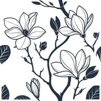 Rustic magnolia seamless tile pattern with dried magnolia motifs and earthy pink tones ideal for country style kitchens vector