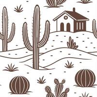 Rustic cactus seamless tile pattern with dried cactus motifs and earthy green tones ideal for country style kitchens Set 3 vector