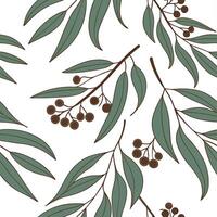 Rustic eucalyptus seamless tile pattern with dried eucalyptus motifs and earthy green tones ideal for country style kitchens vector