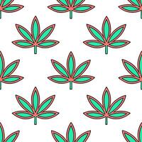 Retro pop art sage leaves seamless pattern with bold outlines and vibrant colors on white vector