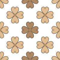 Rustic clover seamless pattern with earthy tones and natural textures on white background vector