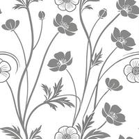 Minimalist Scandinavian buttercup seamless pattern with clean lines and muted colors on white Set 4 vector