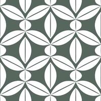 Modern geometric Pilea seamless pattern with abstract shapes and white balance on white vector