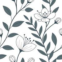 Minimalist seamless tile pattern with simple white floral outlines on a solid pastel background for Scandinavian inspired interiors Set 2 vector