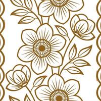 Minimalist seamless tile pattern with simple white floral outlines on a solid pastel background for Scandinavian inspired interiors Set 3 vector