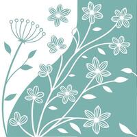 Minimalist seamless tile pattern with simple white floral outlines on a solid pastel background for Scandinavian inspired interiors Set 5 vector
