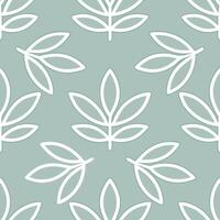 Minimalist seamless tile pattern with simple white floral outlines on a solid pastel background for Scandinavian inspired interiors vector