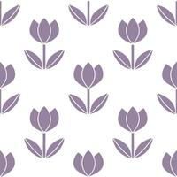 Minimalist tulip seamless tile pattern with simple purple blooms and soft grey accents ideal for modern kitchens Set 2 vector
